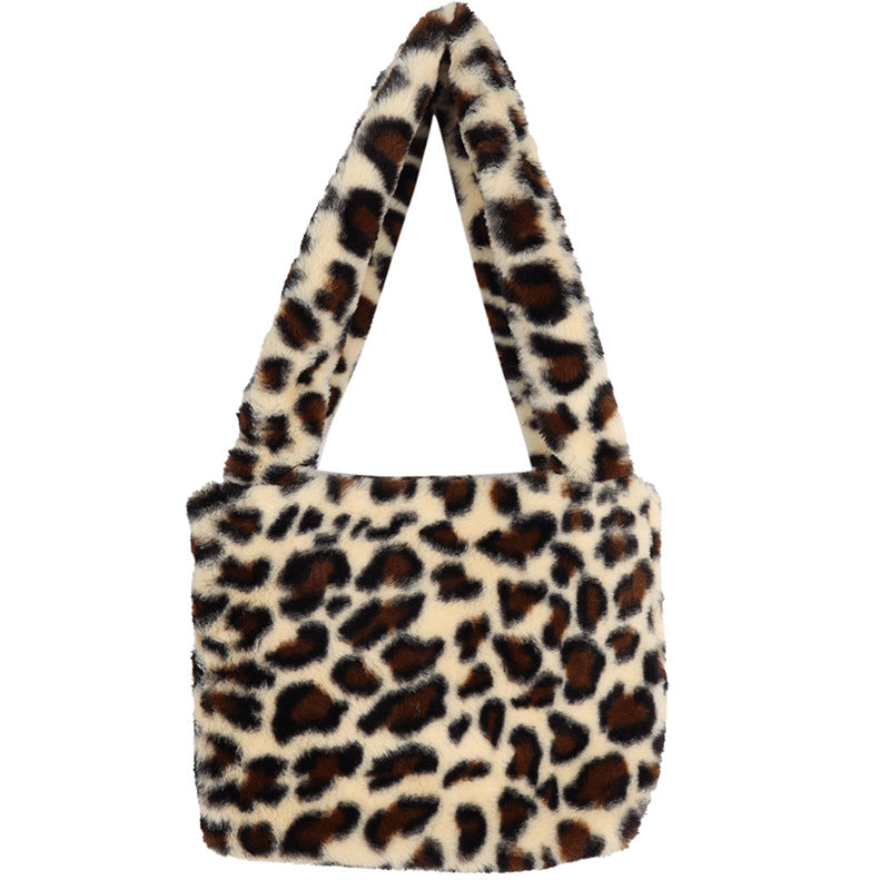 Luxurious Faux Fur Leopard Print Handbag