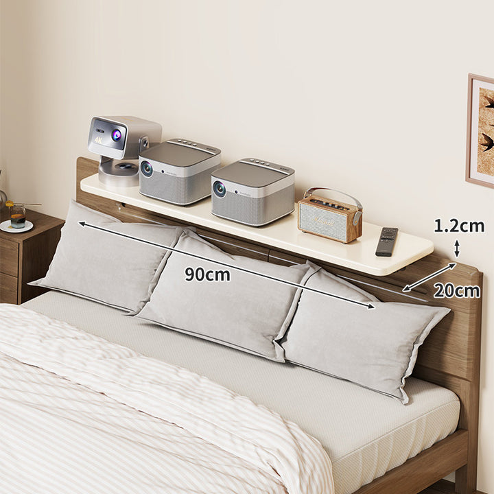Wall-Mounted Slim Floating Headboard Shelf with Rounded Corners and Concealed Brackets