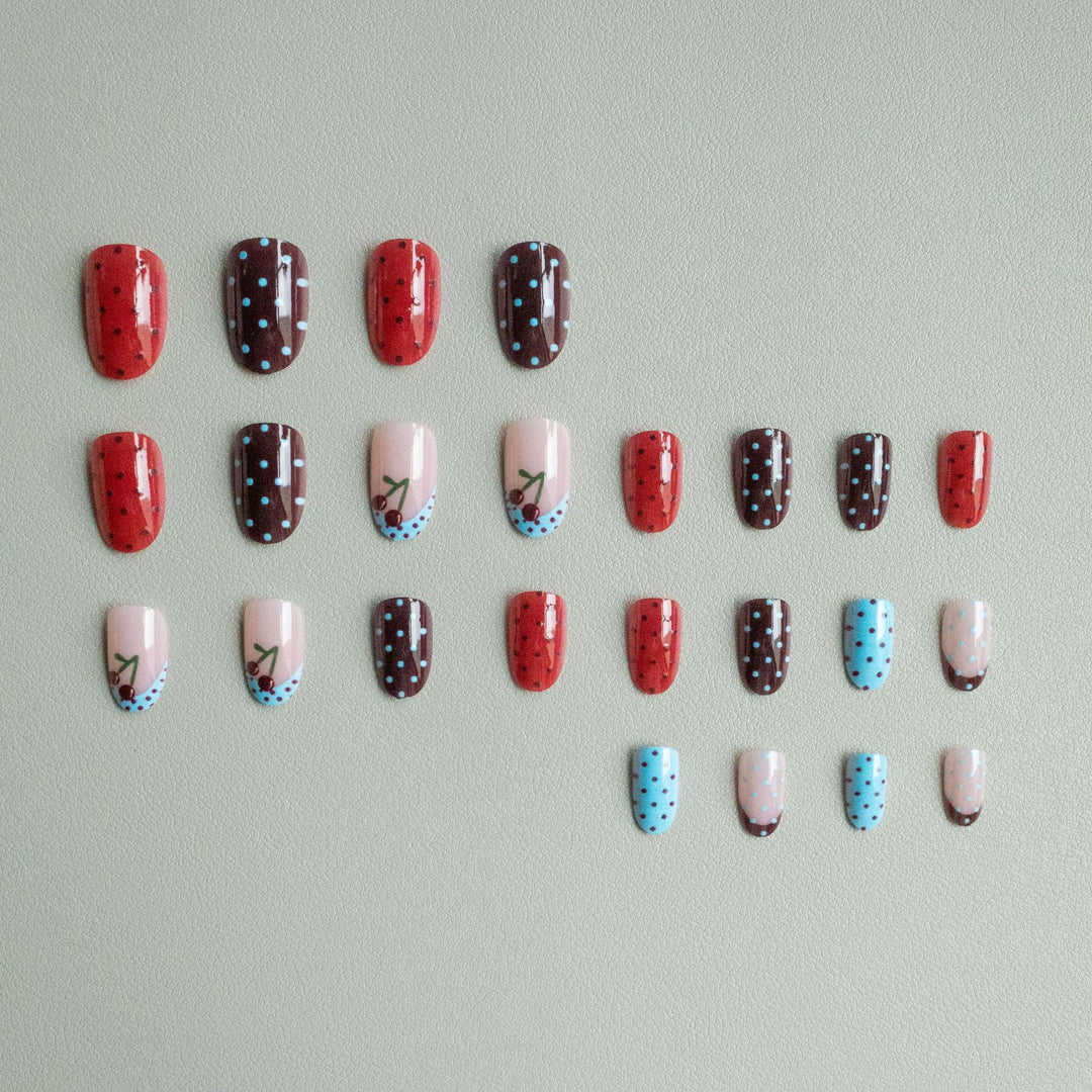 Artistic Cherry-Themed Nail Art Set