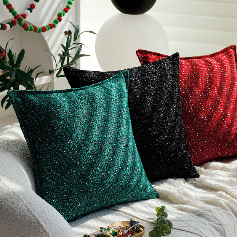 Square cushion cover with metallic houndstooth bouclé and concealed zipper Kalsten