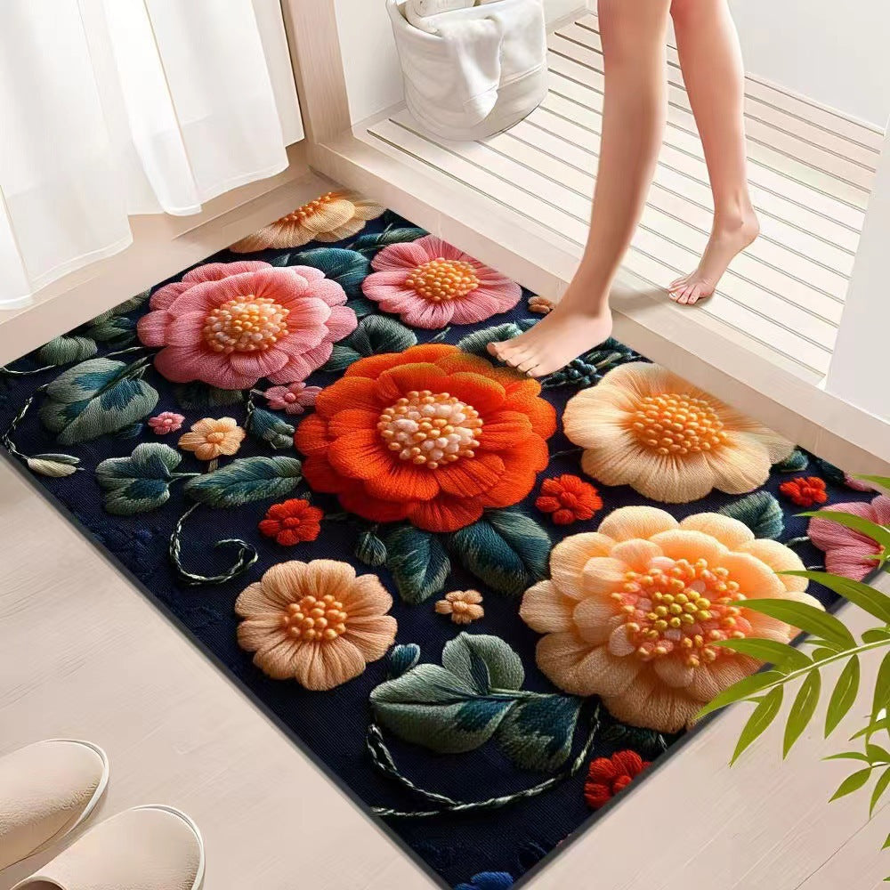 Floral Textured Indoor Mat Kalsten