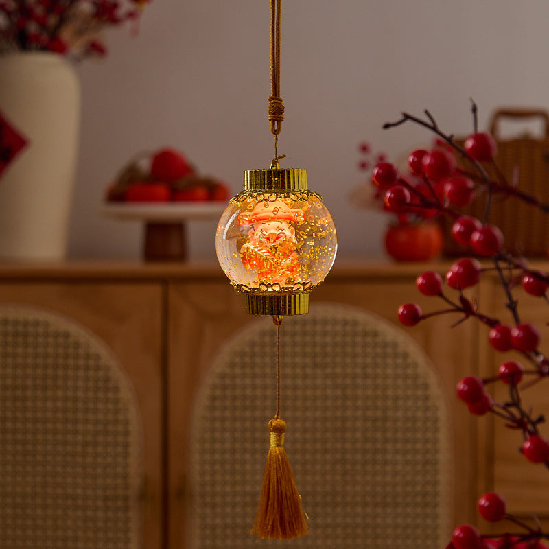 Nostalgic Christmas lantern with festive Santa Kalsten