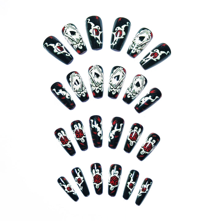 Artificial nails with playing cards and dice motif Kalsten