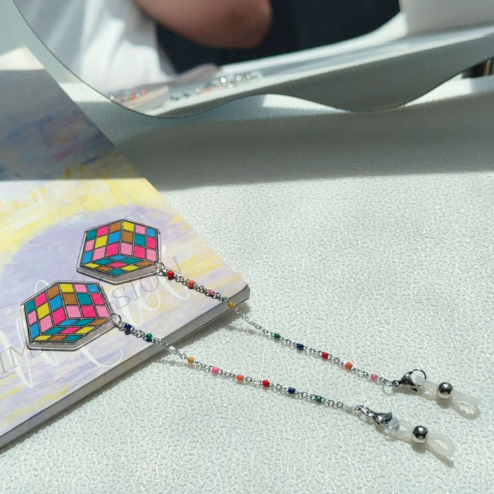 Colorful Rubik's Cube Dangle Earrings Kalsten