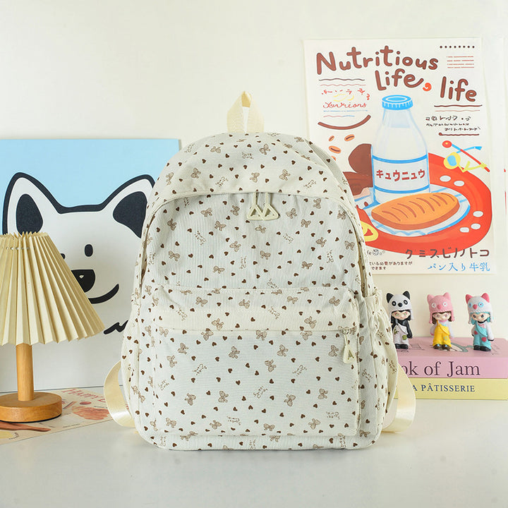 Stylish Heart-Print Casual Backpack