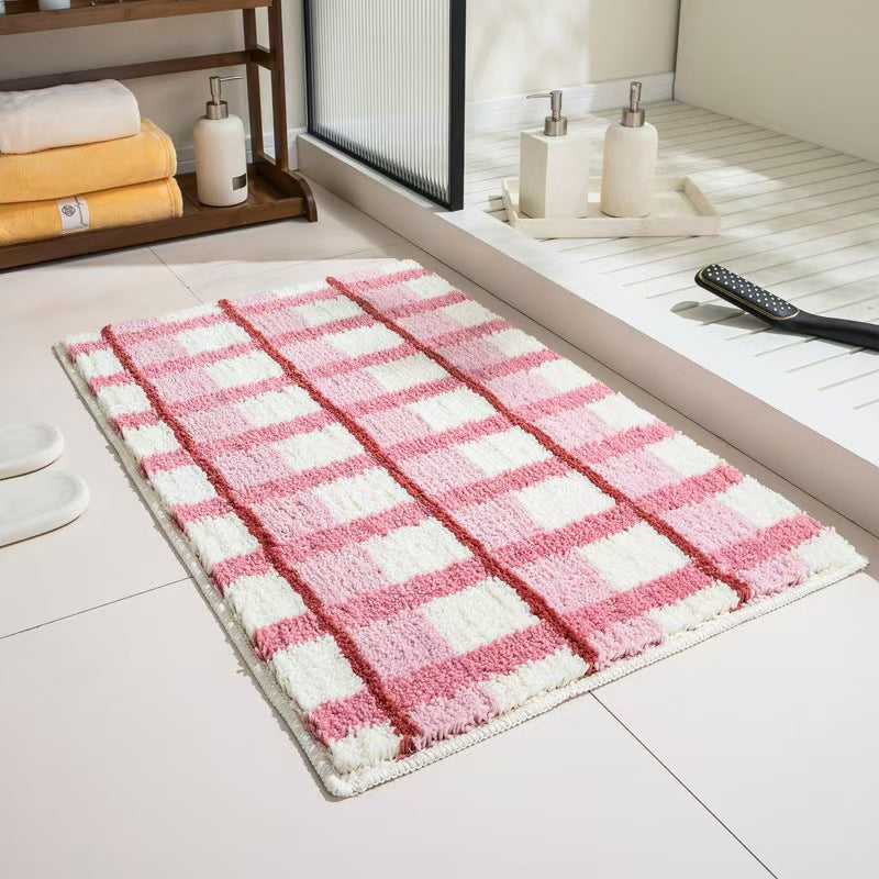 Geometric Textured Plush Bath Mat Kalsten