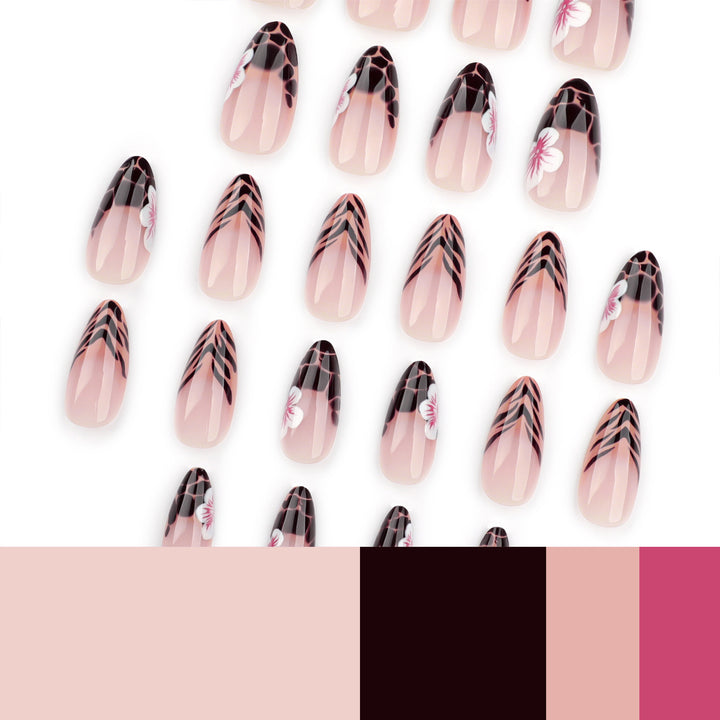 Artful Stiletto nails with floral accent Kalsten