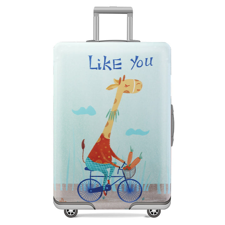 Unisex nan elastic motif suitcase cover made of stretchable polyester with handle and wheel openings Kalsten
