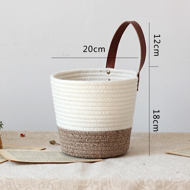 Decorative basket with leather handle Kalsten