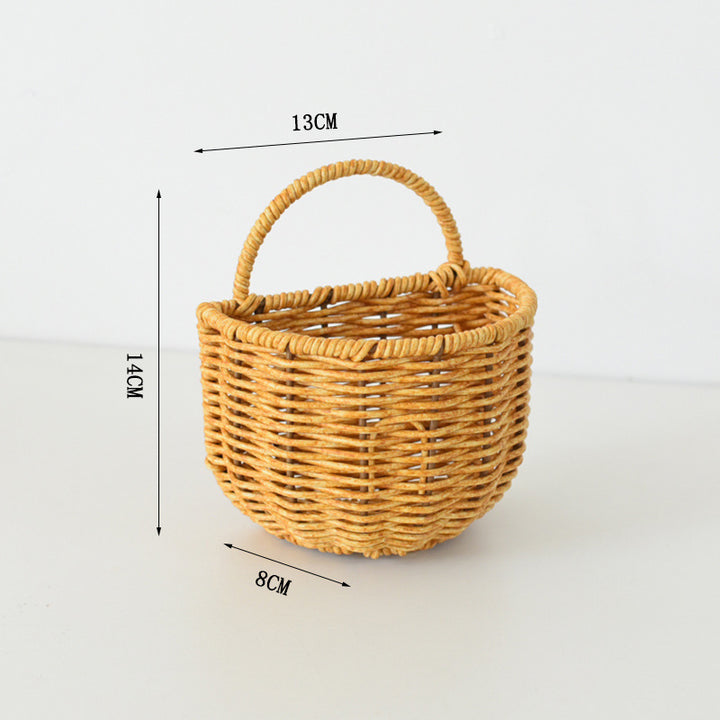 Wall shelf made of untreated wood with rattan inserts Kalsten
