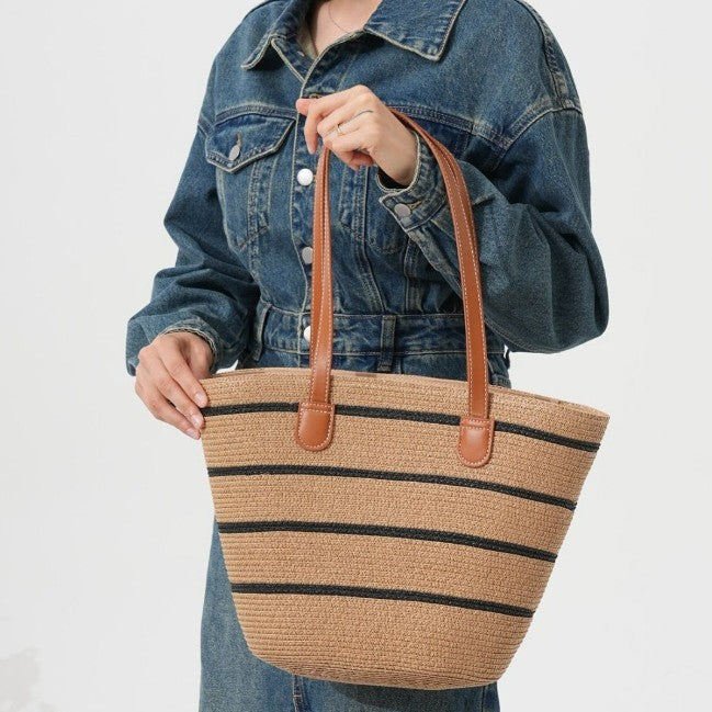 Elegant Bast bag with structured leather handles Kalsten