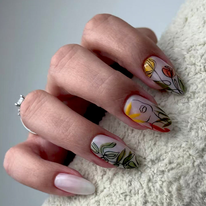 Artificial nails with floral patterns Kalsten