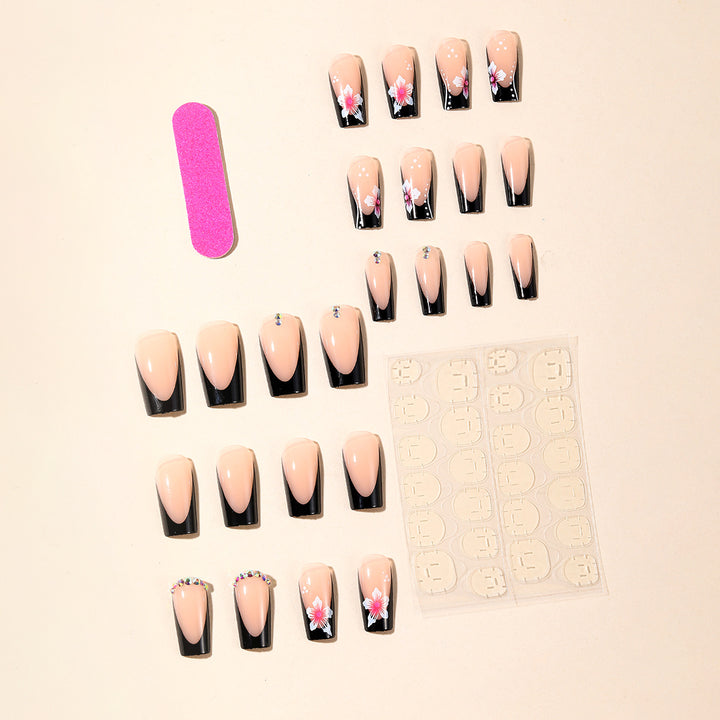 Glamorous Floral Accent Stiletto Nail Art Extensions Kalsten