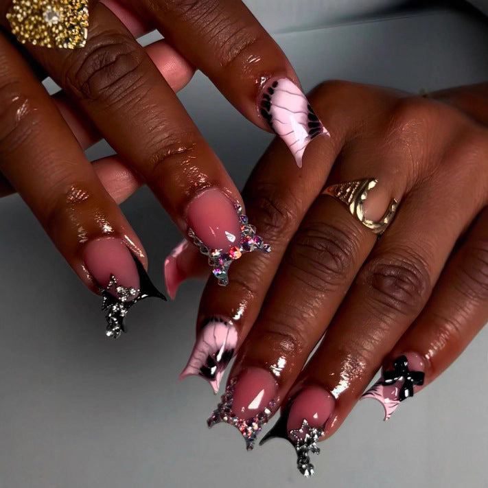 Artistic Gem-Embellished Stiletto Press-On Nails Kalsten