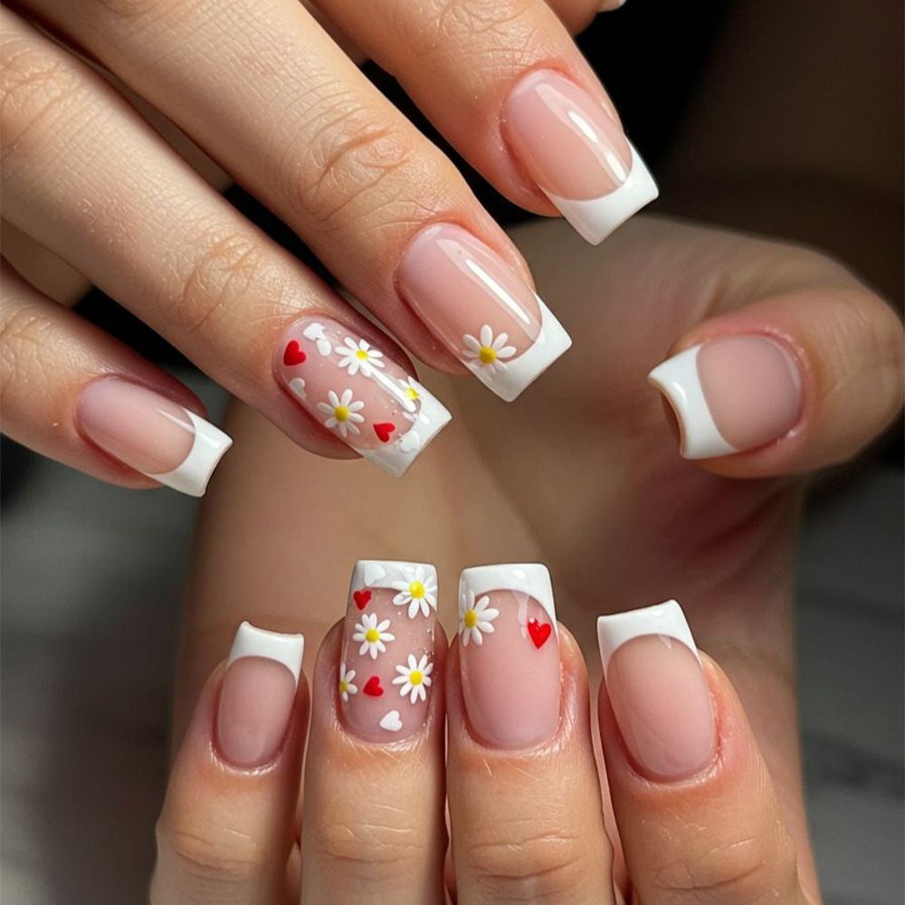 Elegant Heart-Embellished Nail Art Design Kalsten