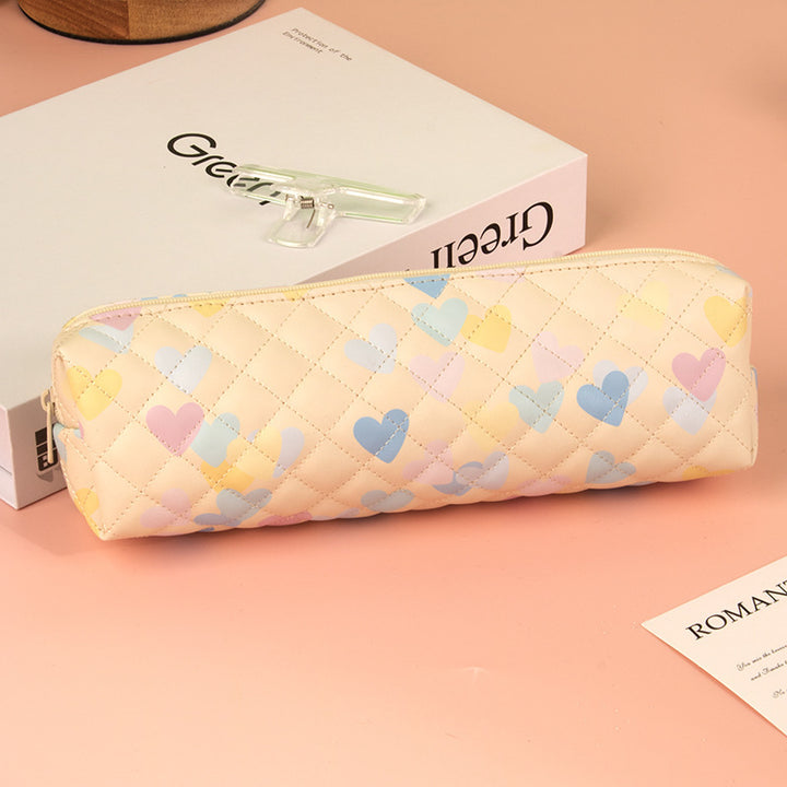 Quilted Heart Pattern Pencil Case Kalsten
