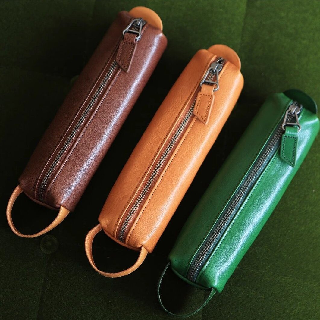 Stylish Zippered Leather Pencil Case Kalsten