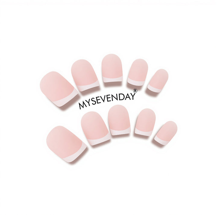 Matte French Tip Press-On Nail Set Kalsten