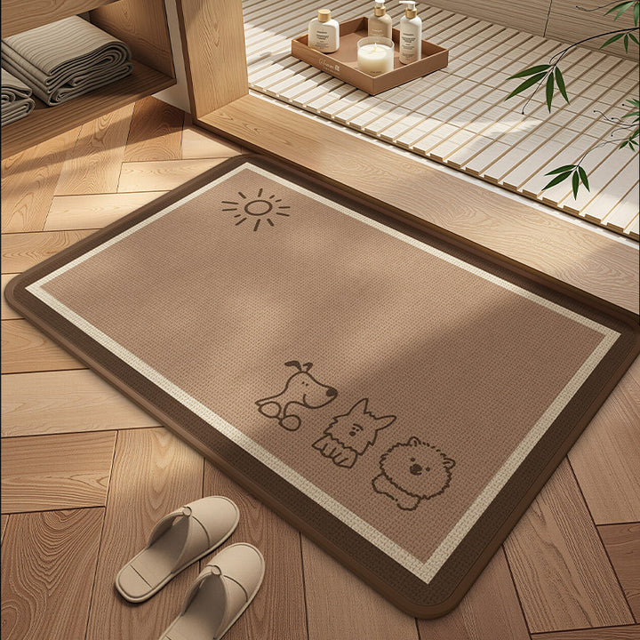 Decorative Cat-Themed Bathroom Mat for Home
