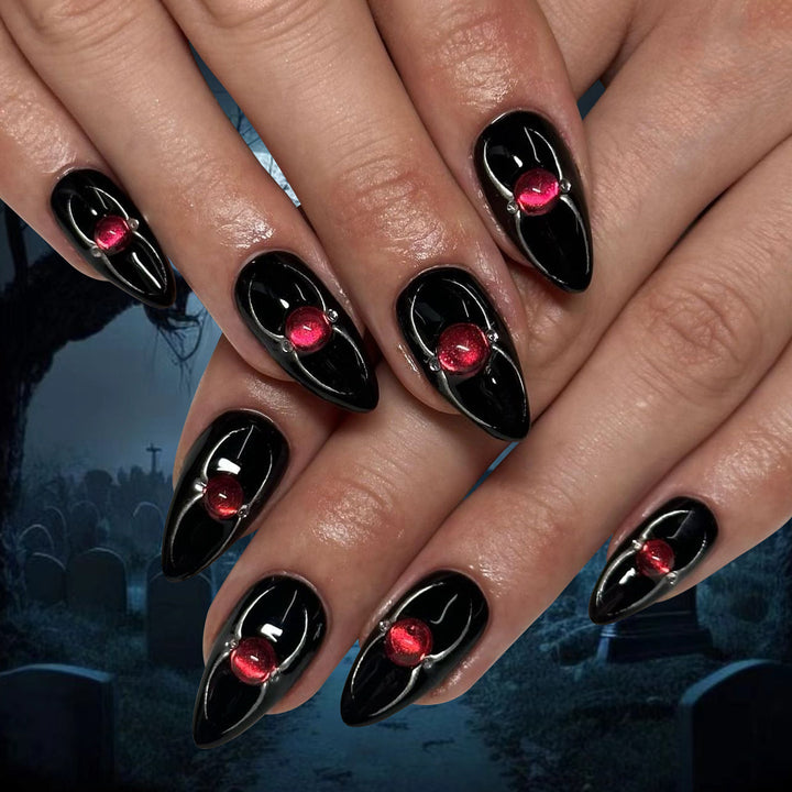 Creative Stiletto Nail Art with Blood Red Accents Kalsten