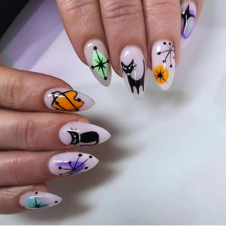 Artificial nail set with artistic Halloween designs Kalsten