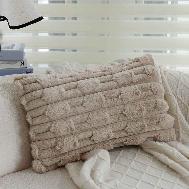 Square cushion cover Kalsten made of mottled tweed-boucle weaving with fine piping edge