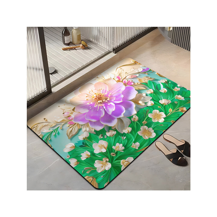 Floral-Themed Plush Bath Mat Kalsten