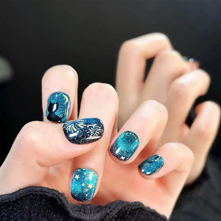 Stylish Press-On Nail Set with Elegant Floral Accents Kalsten