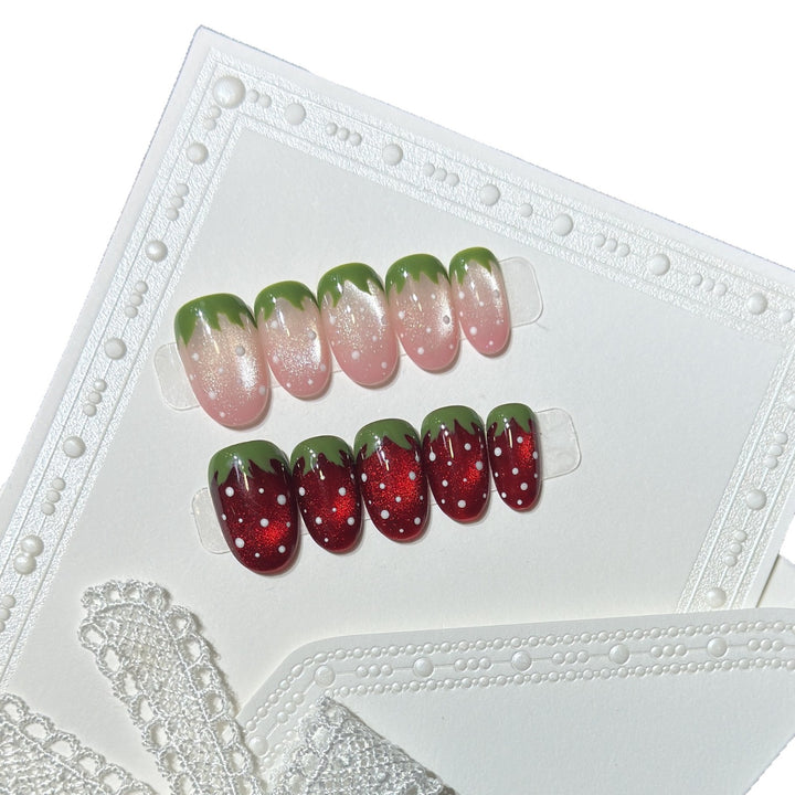 Artistic Strawberry Design Press-On Nail Set Kalsten