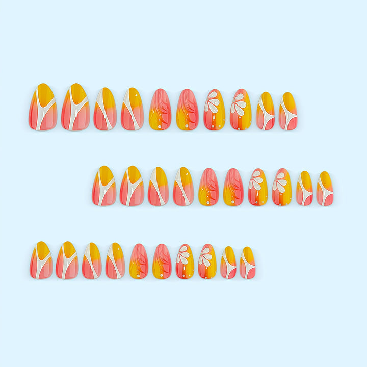 Artificial nails with floral design and elegant color gradients Kalsten