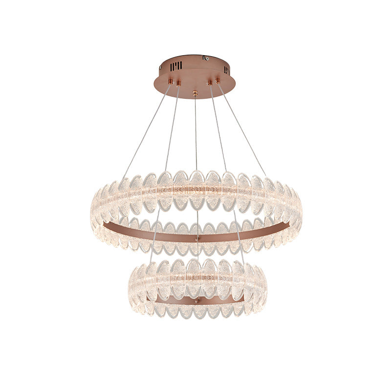 Modern Double Layer Crystal Pendant Light
