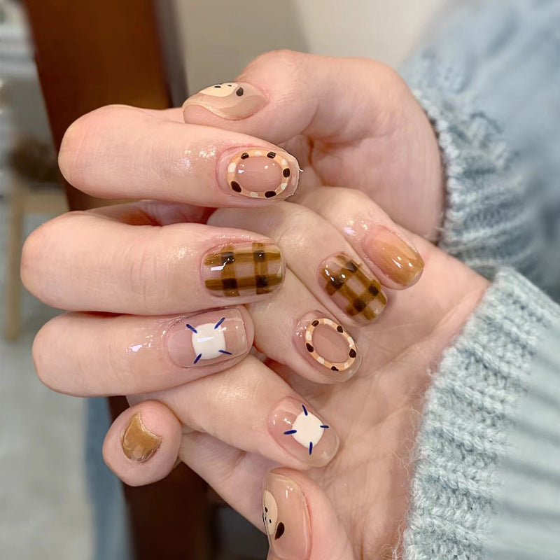 Elegant Gel Press-On Nails with Rhinestone and Glitter Accents Kalsten
