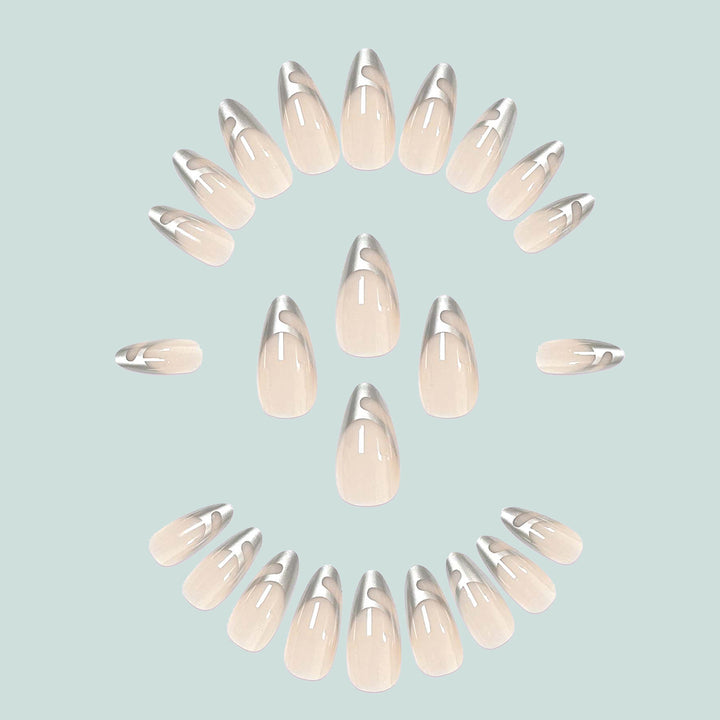 Exclusive Stiletto Artificial Nails with Metallic Accents Kalsten