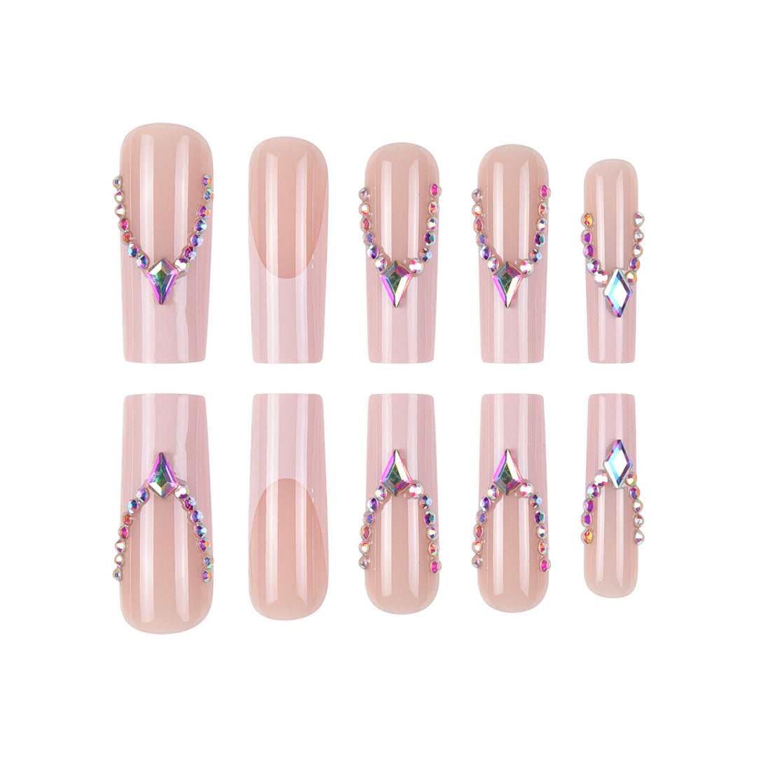 Rhinestone-Embellished Long Stiletto Press-On Nails Kalsten