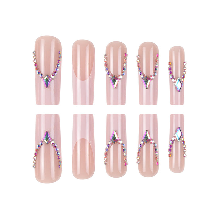 Rhinestone-Embellished Long Stiletto Press-On Nails Kalsten