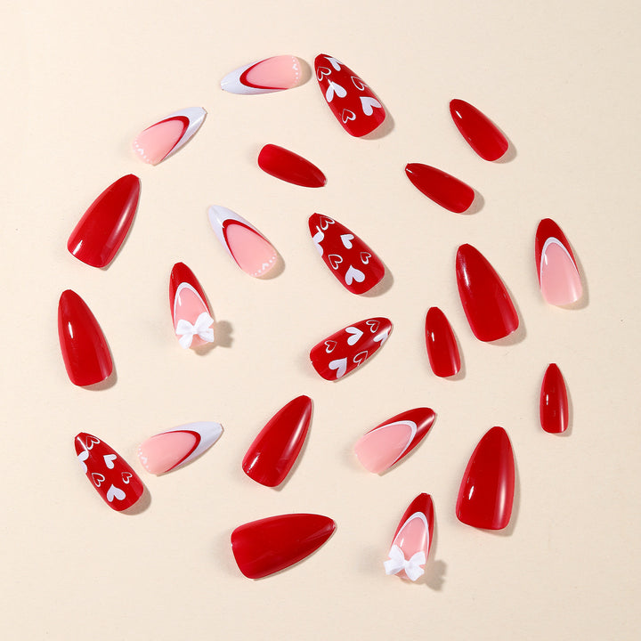 Heart-Themed Acrylic Nail Art Extensions Kalsten