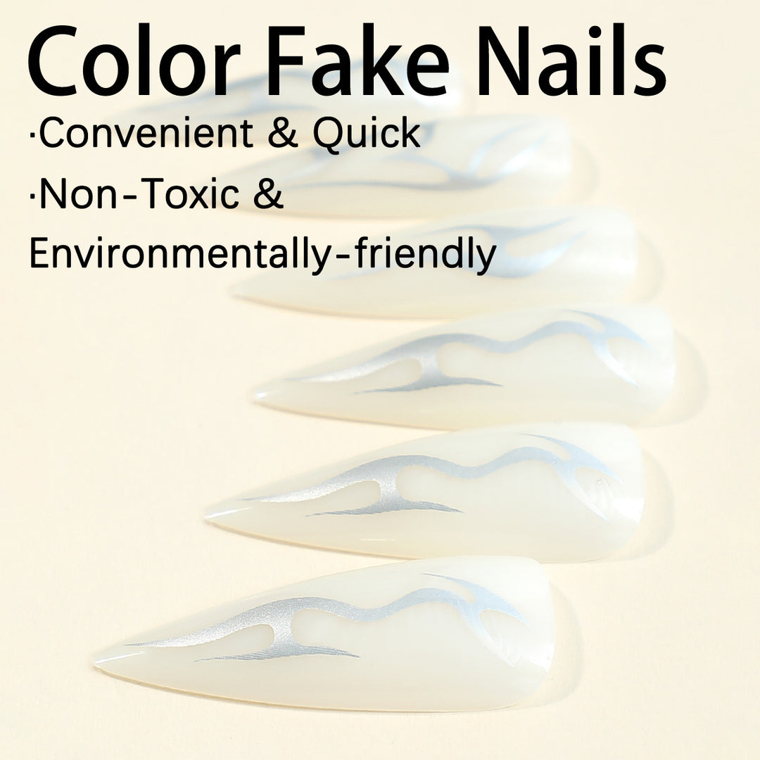 Creative nail set with pointed artificial nails and accessories Kalsten