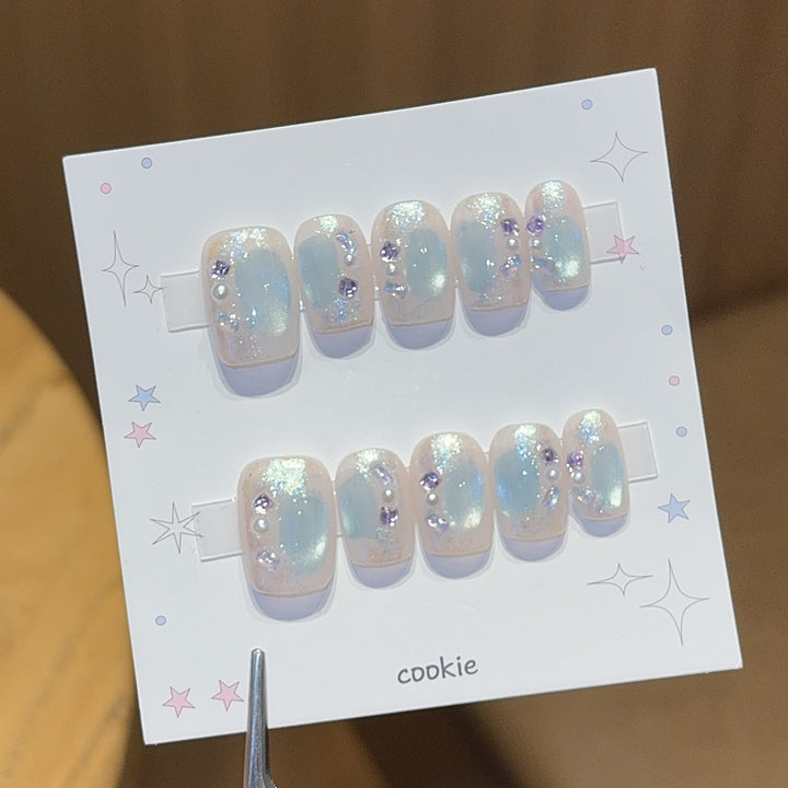 Artificial nails with pearl and glitter decoration Kalsten