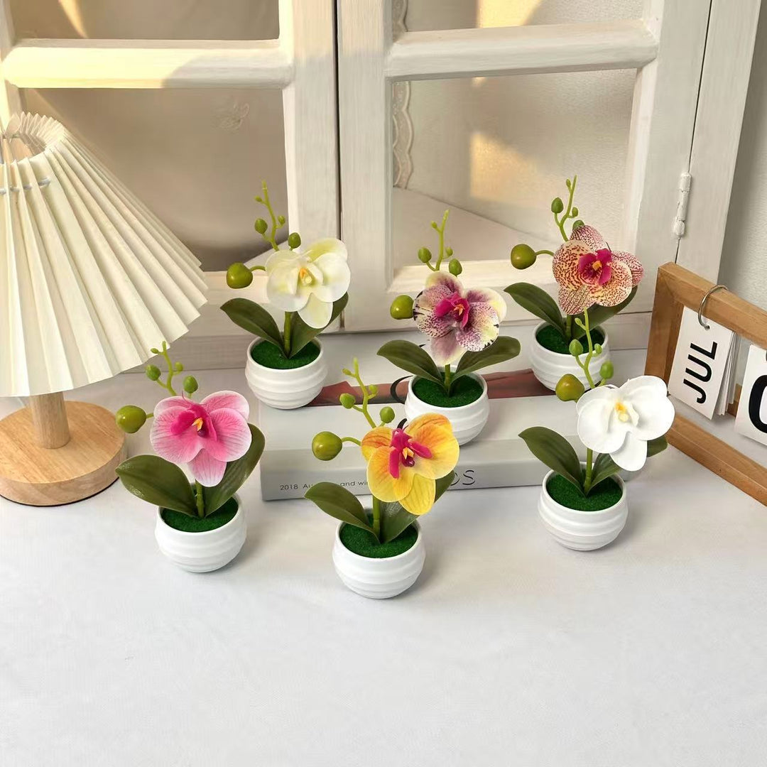 Lifelike Orchid Flower Pot Decoration