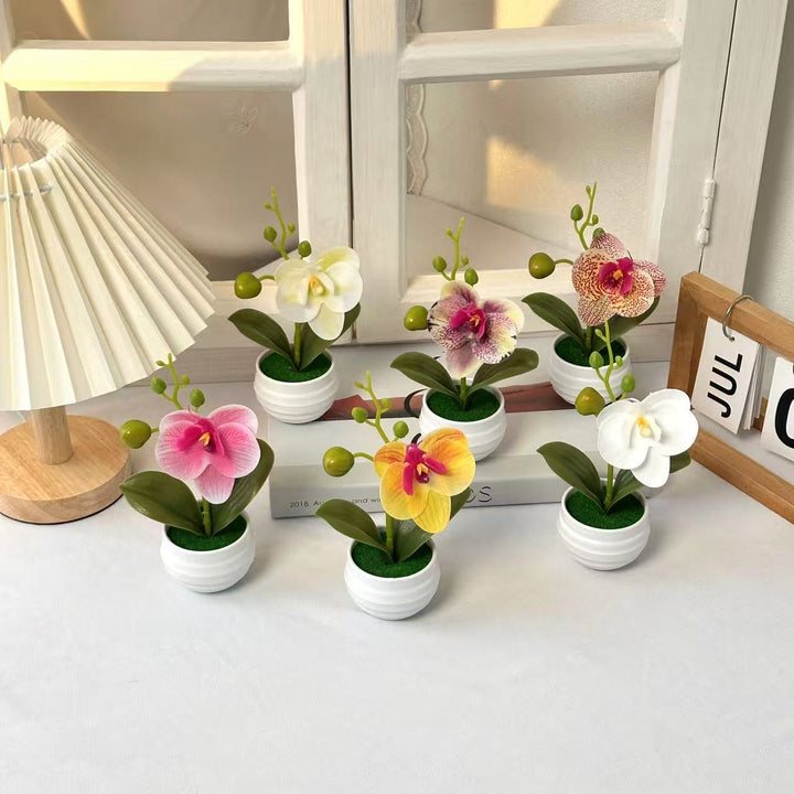 Lifelike Orchid Flower Pot Decoration