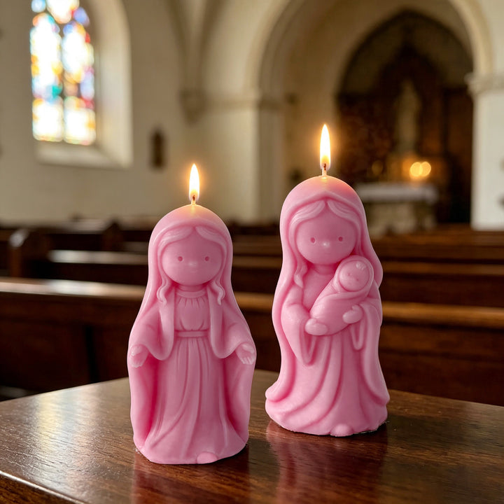 Sculptural Virgin Mary Candle Holder