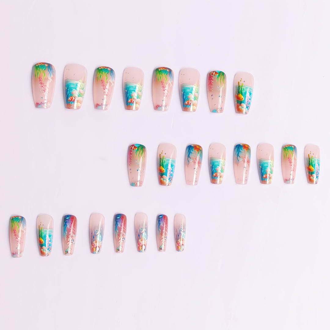 Artificial nails with underwater motif Kalsten