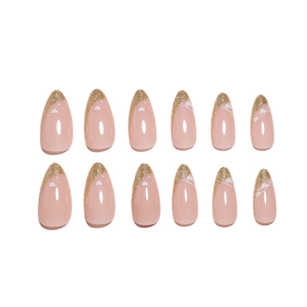 Stylish Glittery French Tip Press-On Nails Kalsten