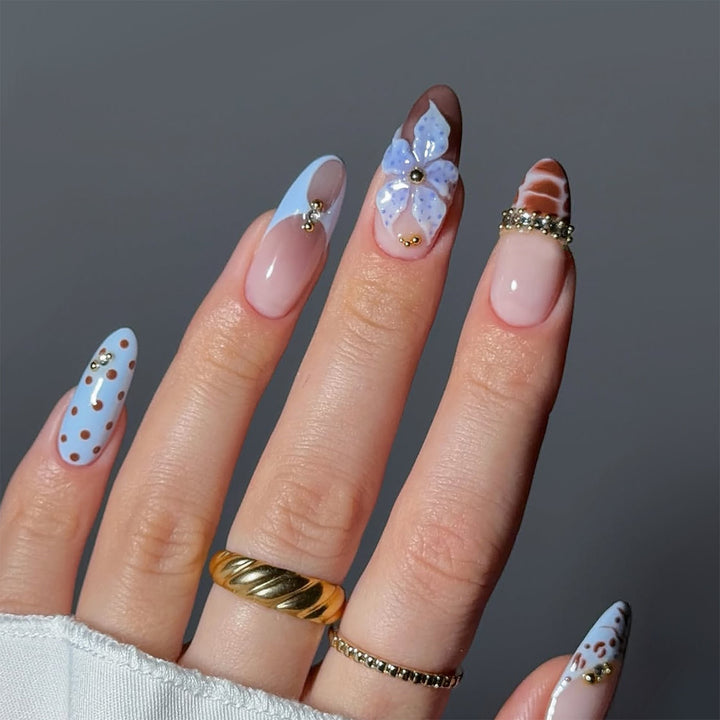 Artificial nails with creative floral and geometric designs Kalsten
