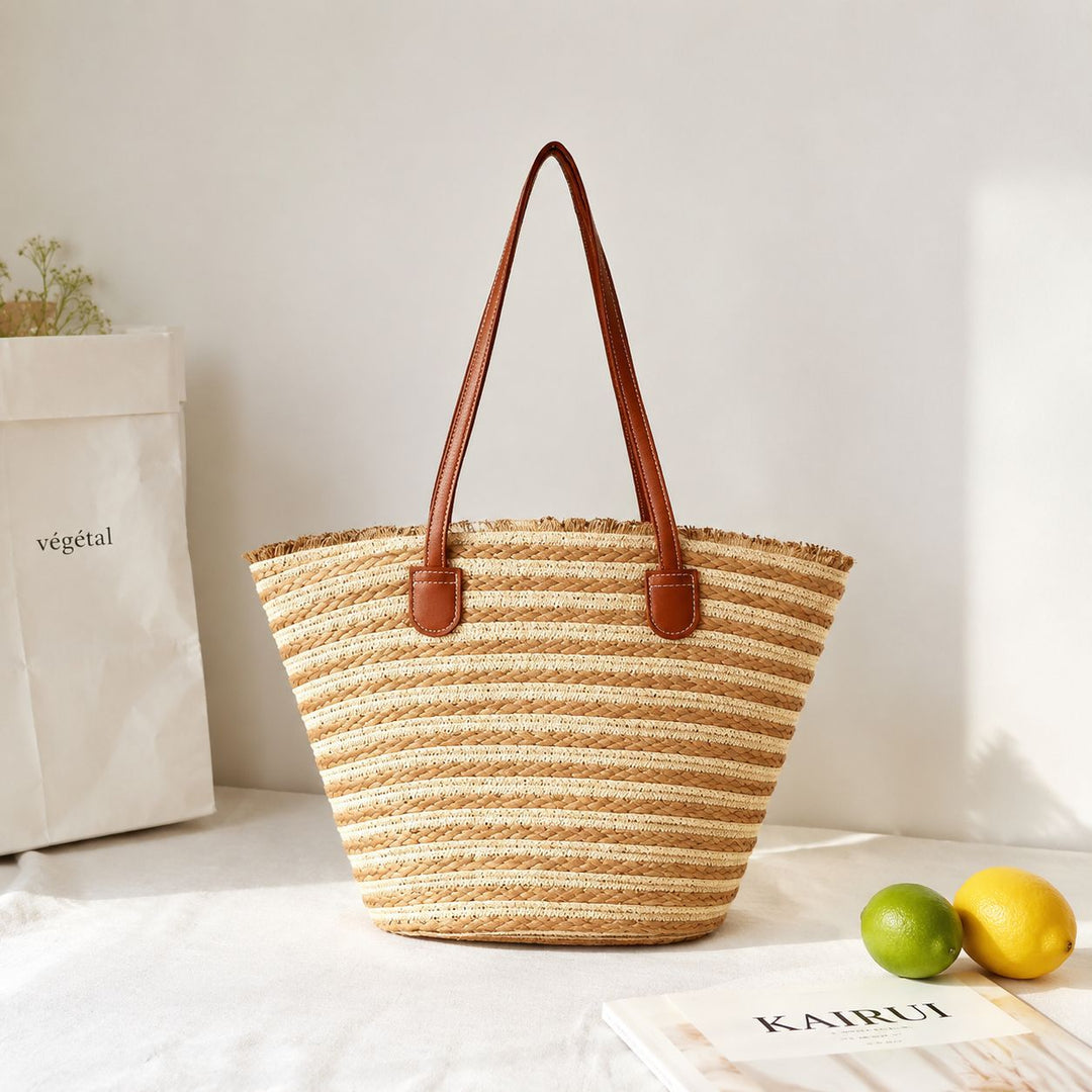 Elegant Bast shoulder bag with leather handles Kalsten