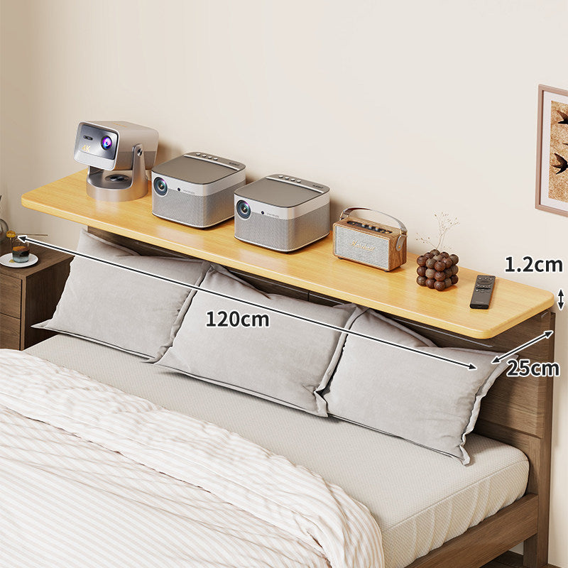 Wall-Mounted Slim Floating Headboard Shelf with Rounded Corners and Concealed Brackets