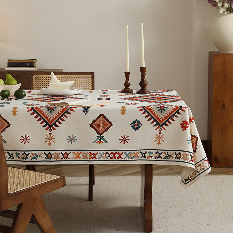Printed rectangular tablecloth made of cotton blend with paisley border Kalsten