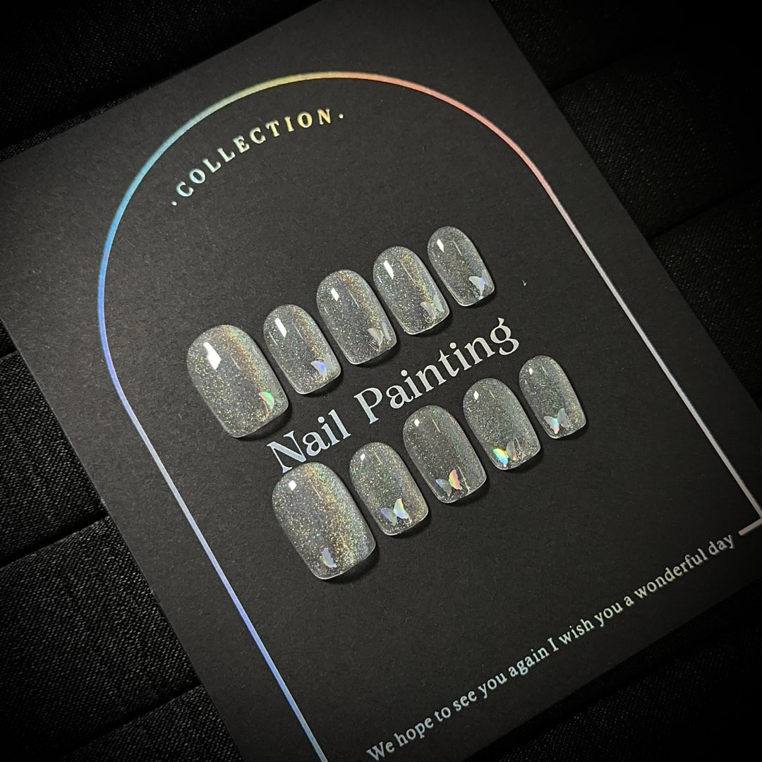 Glittery Butterfly-Themed Press-On Nails