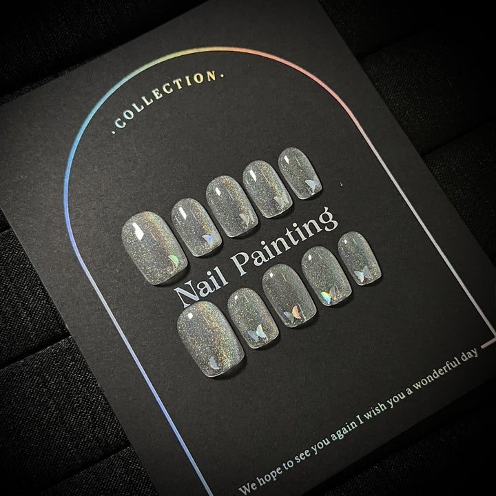 Glittery Butterfly-Themed Press-On Nails