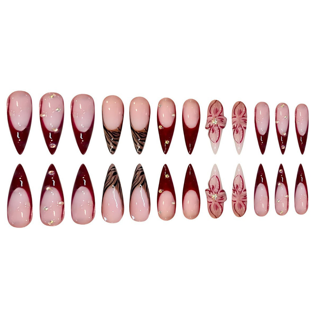 Artistic Floral Stiletto Press-On Nail Art Kalsten